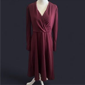 Ann Taylor Long Sleeve Burgundy Dress
